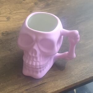 Pink Skull Ceramic Mug with Bone Handle